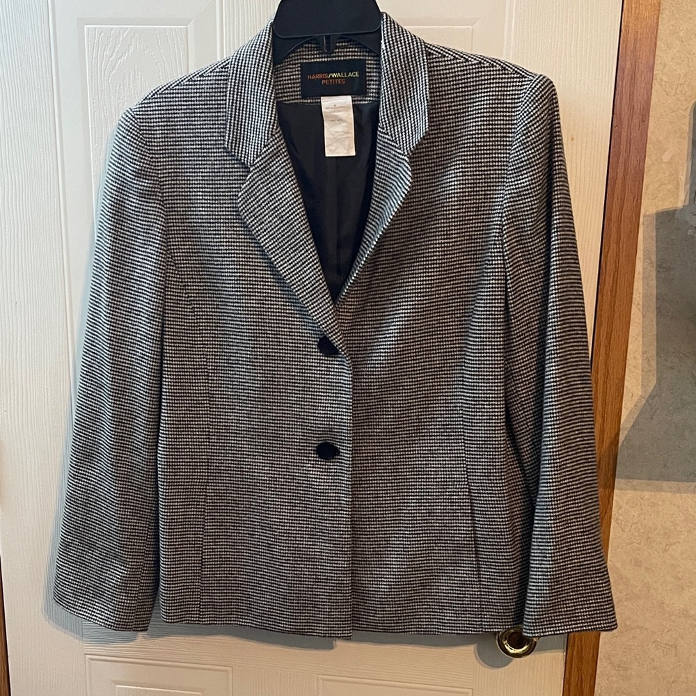 Jones New York Black and White Checkered Blazer